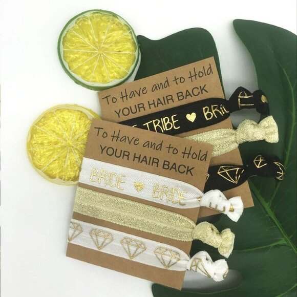 Bridesmaid Gift Hair Ties 11 Piece Set Elastic Black Bridal Party Favors